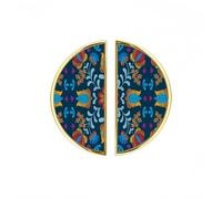 YHVHKA 2 Pack Su Embroidery Cabinet Handles, 76mm Hole Centres Drawer Pulls Gold Semicircle Knobs, Solid Zinc Alloy Hardware for Art Home Decor