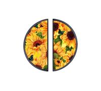 YHVHKA 2 Pack Sunflower Field with Butterflies Cabinet Handles, 76mm Hole Centres Drawer Pulls Black Semicircle Knobs, Solid Zinc Alloy Hardware for Art Home Decor