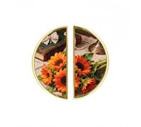 YHVHKA 2 Pack Sunflower Pearl Vintage Art Semicircle Cabinet Handles, 76mm Hole Centres Drawer Pulls Unique Knobs, Solid Zinc Alloy Hardware for Art Home Decor - Gold Base