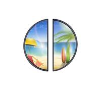 YHVHKA 2 Pack Sunny Ocean Coast with Palm Cabinet Handles, 76mm Hole Centres Drawer Pulls Black Semicircle Knobs, Solid Zinc Alloy Hardware for Kitchen Bathroom Coastal Home