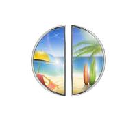 YHVHKA 2 Pack Sunny Ocean Coast with Palm Cabinet Handles, 76mm Hole Centres Drawer Pulls Brushed Nickel Semicircle Knobs, Solid Zinc Alloy Hardware for Kitchen Bathroom Coastal Home