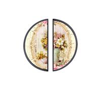 YHVHKA 2 Pack Victorian Floral Still Life Cabinet Handles, 76mm Hole Centres Drawer Pulls Black Semicircle Knobs, Solid Zinc Alloy Hardware for Art Home Decor