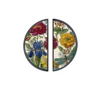 YHVHKA 2 Pack Vintage Floral Dragonfly Semicircle Cabinet Handles, 76mm Hole Centres Drawer Pulls Unique Knobs, Solid Zinc Alloy Hardware for Art Home Decor - Black Base