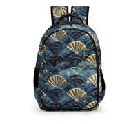 YHVHKA Art Deco Gold Scallop Pattern Backpack - Laptop Backpack for Women, Stylish Daypack for School Work Travel