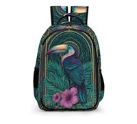 YHVHKA Art Deco Toucan & Hibiscus Backpack - Laptop Backpack for Women, Stylish Daypack for School Work Travel