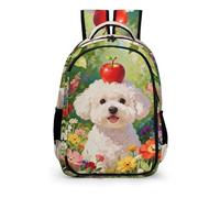 YHVHKA Bichon Frise Apple Backpack - Laptop Backpack for Women, Stylish Daypack for School Work Travel