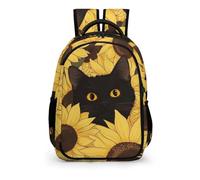 YHVHKA Black Cat Among Sunflowers Backpack - Laptop Backpack for Women, Stylish Daypack for School Work Travel