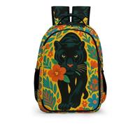 YHVHKA Black Panther on A Yellow Floral Background Backpack - Laptop Backpack for Women, Stylish Daypack for School Work Travel