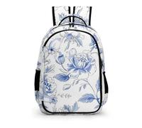 YHVHKA Blue Willow Floral Backpack - Laptop Backpack for Women, Stylish Daypack for School Work Travel