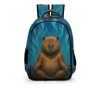 YHVHKA Capybara Meditating Under Northern Lights Backpack - Laptop Backpack for Women, Stylish Daypack for School Work Travel