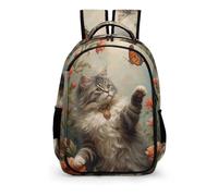 YHVHKA Cat Chasing Monarch Butterfly Backpack - Laptop Backpack for Women, Stylish Daypack for School Work Travel