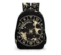 YHVHKA Gold Zodiac Sign Pisces Backpack - Laptop Backpack Unisex, Stylish Daypack for School Work Travel