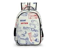 YHVHKA Great Britain Pen Drawn Doodles Backpack - Laptop Backpack Unisex, Stylish Daypack for School Work Travel
