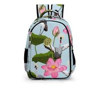 YHVHKA Japanese Cranes Lotus Backpack - Laptop Backpack Unisex, Stylish Daypack for School Work Travel