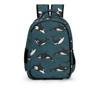 YHVHKA Orca Whale Dotty Print Backpack - Laptop Backpack for Women, Stylish Daypack for School Work Travel