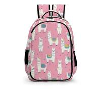 YHVHKA Pastel Llama Pattern on Pink Backpack - Laptop Backpack for Women, Stylish Daypack for School Work Travel