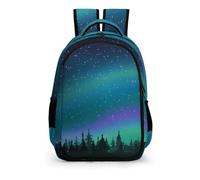 YHVHKA Pine Forest Star Sky Northern Lights Backpack - Laptop Backpack Unisex, Stylish Daypack for School Work Travel