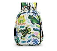 YHVHKA Playful Pond Frogs Backpack - Laptop Backpack for Women, Stylish Daypack for School Work Travel