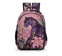 YHVHKA Purple Leopard Lily Art Backpack - Laptop Backpack for Women, Stylish Daypack for School Work Travel