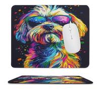 YHVHKA Rainbow Dog With Sunglasses Mouse Mat | 30x25cm Gaming & Office Desk Pad | Perfect for Home, Office Or Gamers