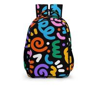 YHVHKA Rainbow Squiggles & Swirls Backpack - Laptop Backpack for Women, Stylish Daypack for School Work Travel