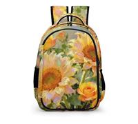 YHVHKA Sunflower Glass Vase Print Backpack - Laptop Backpack for Women, Stylish Daypack for School Work Travel