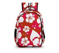 YHVHKA White Flowers on Red Background Backpack - Laptop Backpack Unisex, Stylish Daypack for School Work Travel