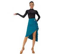 Yhwacyznm 2 Piece Latin Dance Outfit for Ladies Long Sleeve Bodysuit Asymmetrical Skirt