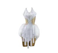 Yhwacyznm Backless Latin Dance Competition Dresses Dancewear for Rumba Samba Women's Ballroom Clothing with Rhinestone,White,M