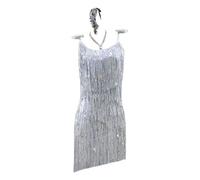 Yhwacyznm Backless Latin Dance Dress Women's Sequins Tassel Tango Performance Skirt Professional Salsa Dancing Outfit,A,M