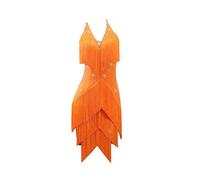 Yhwacyznm Backless Latin Dancing Clothing Cha Cha Ballroom Dancewear Professional Tango Dance Competition Dresses for Women,Orange,S