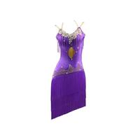 Yhwacyznm Backless Latin Dancing Dress Competition Clothes for Samba Women's Professional Cha Cha Ballroom Performance Clothing,Purple,M