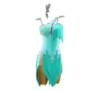 Yhwacyznm Backless Latin Dancing Skirt Dancewear for Samba Women's Tassel Salsa Ballroom Dance Professional Competition Dresses,Green,M