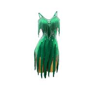 Yhwacyznm Backless Professional Latin Dance Dresses Salsa Dancewear Dancing Skirt for Samba Women's Cha Cha Competition Costume,Green,S