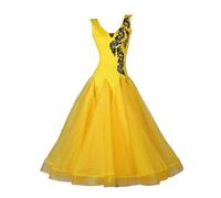 Yhwacyznm Ballroom Dance Dress Gradient Color Waltz Competition Clothe Foxtrot National Standard Outfit Flower Salsa Dance Skirt,B,L