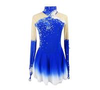 Yhwacyznm Blue,8 Years, Women's Figure Skating Dresses Fingertip Sleeves Ballet Gymnastics Performance Dress Girls Flower Roller Ice Skirt