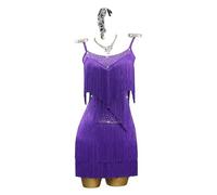 Yhwacyznm Fringe Latin Dance Competition Dress Suspenders Cha Cha Dancing Skirt Women's Tango Performance Clothes Elastic Soft,A,XL
