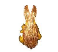 Yhwacyznm Fringe Latin Dance Dresses Women's Solid Color Modern Cha Cha Competition Costumes Tango Ballroom Performance Clothing,B,S