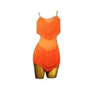 Yhwacyznm Fringe Latin Dance Performance Dresses for Women Backless Tango Dance Dresses Salsa Dancewear Soft Breathable,Orange,L