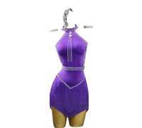 Yhwacyznm High Collar Latin Dance Dresses for Women Fringe Ballroom Salsa Competition Clothing Strass Tango Dancewear,A,XL