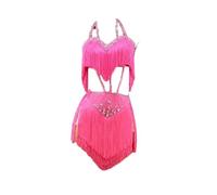 Yhwacyznm Latin Dance Dresses Flapper Fringe Salsa Performance Clothing Backless Cha Cha Competition Dancing Outfit with Shorts,A,XL