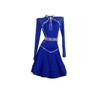 Yhwacyznm Latin Dance Dresses High Collar Tango Modern Performance Clothing Long Sleeve Ballroom Competition Costumes for Rumba,A,S
