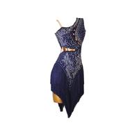 Yhwacyznm Latin Dance Dresses Women's Classic Ballroom Salsa Performance Clothes Rhinestone Modern Competition Skirt with Shorts,B,L