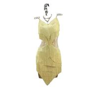 Yhwacyznm Layered Tassels Latin Performance Costumes Women's Backless Tango Ballroom Dancing Outfit Dancewear for Rumba,A,L