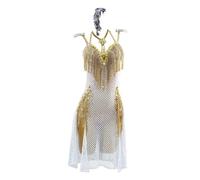 Yhwacyznm Professional Latin Dance Competition Dresses High End Salsa Performance Outfit for Women Ballroom Dancing Skirt,A,M