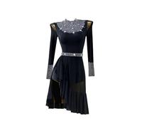Yhwacyznm Professional Latin Dance Dress High Collar Tango Competition Costumes Rhinestone Modern Performance Clothing for Samba,B,L