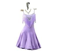 Yhwacyznm Suspenders Latin Dance Competition Dresses Women's Tango Ballroom Performance Costume Tassel Salsa Dancing Skirt,A,L