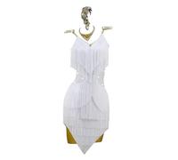 Yhwacyznm Tassel Latin Dance Competition Dress Women's Professional Tango Performance Wear Cha Cha Costume with Rhinestone,A,L