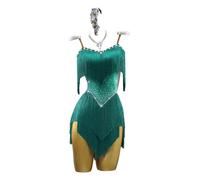 Yhwacyznm Tassel Latin Dance Dresses Dancewear for Rumba Samba Women's Backless Tango Performance Outfit with Rhinestone,A,XL