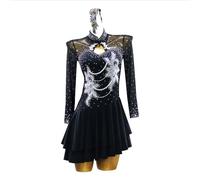 Yhwacyznm Women's High Collar Latin Dance Competition Dress Clothing for Samba Rumba with Rhinestone Tango Dancing Clothes,Black,S